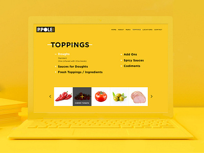 Webdesign for Pizzeria banner design food app graphic design menu pizza pizza menu pizzeria site toppings webdesign website yellow