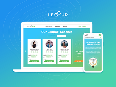 Website for LeggUP Coaching Platform career coach coaching design graphic design learning mobile ui platform responsive ui ux website