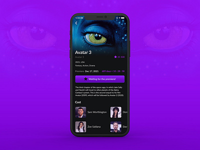 App for waiting premiere of films app avatar design film graphic design ios iphone iphone app movie premiere ui ui design video watch