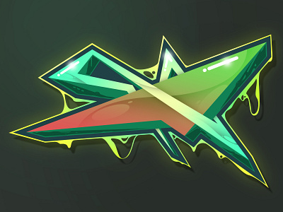 Letter X graffiti illustration logo typography vector