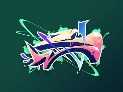 Letter S graffiti illustration logo typography vector