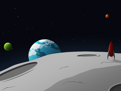 Moonwalk illustration moon planets rocket space vector