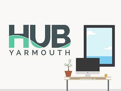 Hub Yarmouth Illustration desk hub illustration logo office plant vector website yarmouth