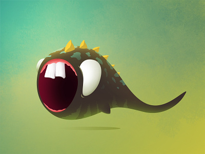 Leech blind cartoon character creature illustration leech monster painting teeth