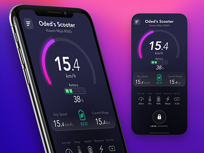 Scooter Digital Dashboard Concept for Xiaomi M365