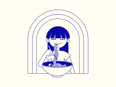 Ramen for Dinner asian asian food asian girl design digital art digital illustration food girl illustration illustrator ramen vector vector illustration