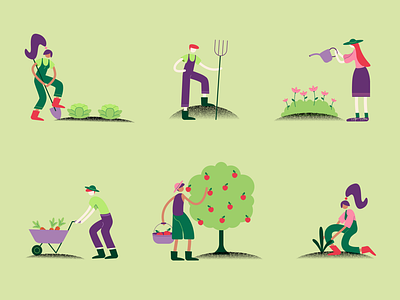 Growers & Farmers agriculture animals design digital art digital illustration farm farmer farming fruit gardening grower illustration illustrator plants produce vector vector illustration vegetables