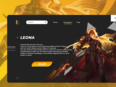 Leona ~ Fan Web Design for Leauge of Legends design graphic design graphic design. illustration ui ux web web design web ui web ux website