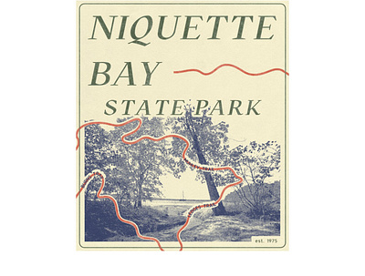 Vermont Parks Forever - Niquette Bay State Park design illustration poster vintage