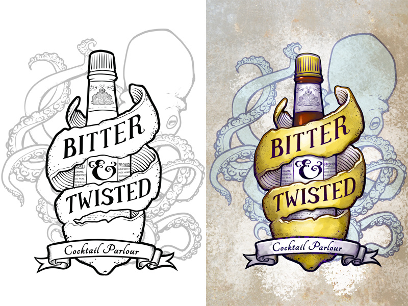 Bitter & Twisted logo and art by Matt Andrews on Dribbble