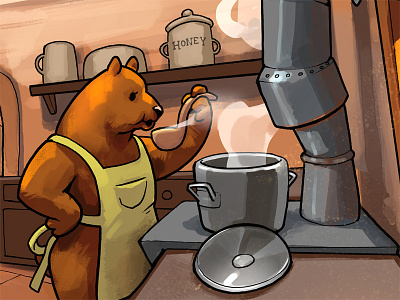 Mama Bear 3 bears art childrens book digital drawing fable fairy tale goldilocks illustration lineart story three bears