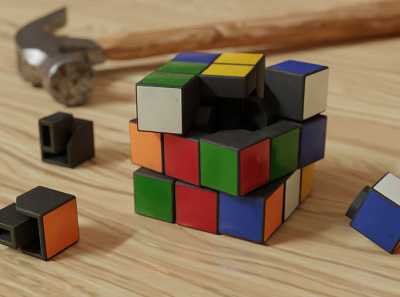 Rubik's Cube Solution Revisited 3d blender blender3d humor illustration product rendering