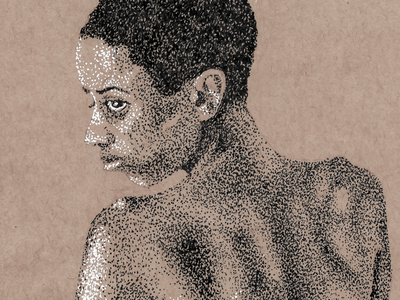 Nude Woman black and white figure study drawing ink drawing pen and ink