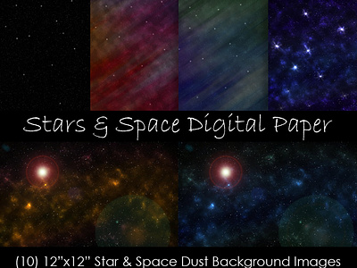 Celestial Stars Digital Paper - Night Sky