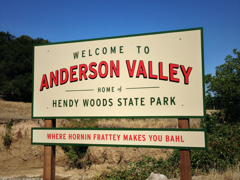 Anderson Valley Welcome Road Sign welcome road sign