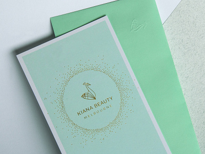 Kiana Beauty Melbourne – brand development 3.0 detail australian branding design gift voucher gold foil illustration logo melbourne peacock print vector