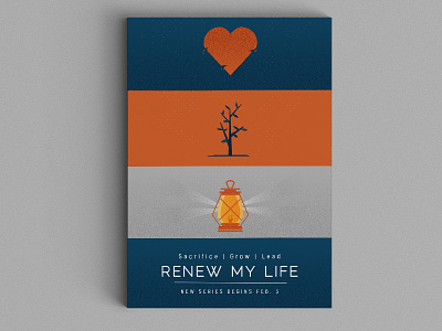 Renew branding heart illustration lantern navy orange renew series sprout