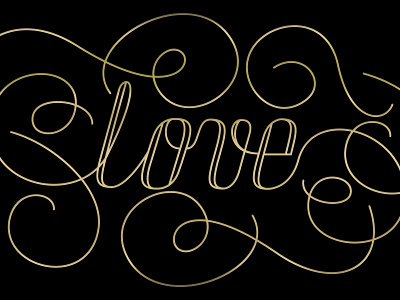Type experiment : Love black gold love swash typography