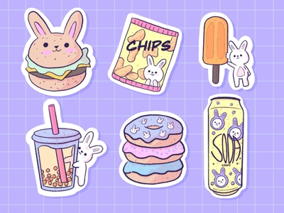 Kawaii Cartoon Food Stickers – MasterBundles