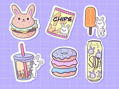 Bunny's food Stickers illustration procreate sticker pack stickers