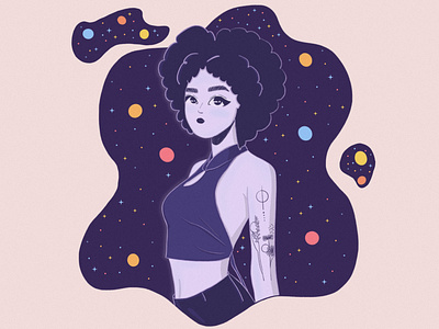Space Girl avatardesign caricature face graphic design illustration procreate