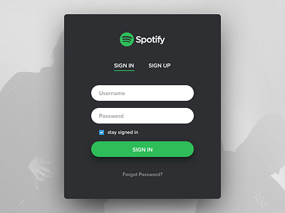 Spotify Login flat form in input interface login sign spotify ui up