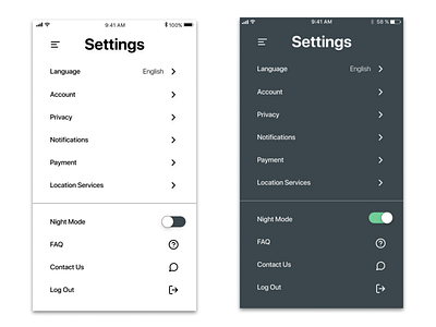 Settings Page daily ui daily ui 007 daily ui challenge dailyui day 7 iphone minimal mobile options preferences settings settings page