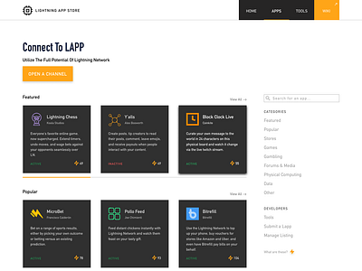 Lightning App Store app store bbq bitcoin blockchain cryptocurrency daily ui daily ui challenge dailyui desktop layer 2 lightning network