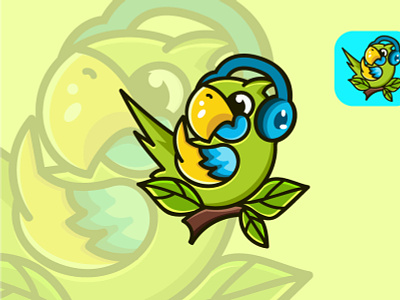 Parrot abstract bird cartoon character cute design illustration logo logodesign vector