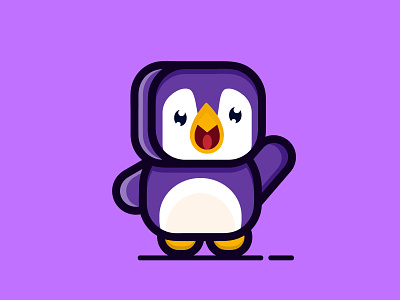 Cube penguin illustration abstract branding cartoon character cute design flat illustration logo logodesign penguin vector