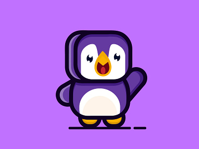 Cube penguin illustration