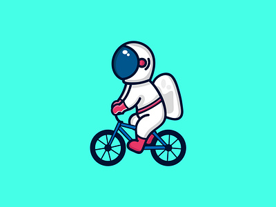 Astronaut Cycling  Illustration