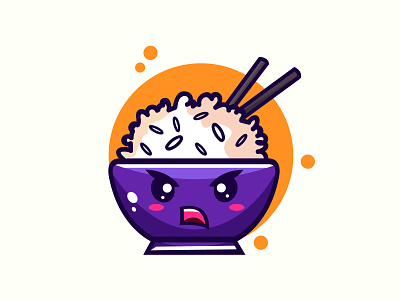 Cute rice bowl illustration abstract bowl cartoon design flat illustration logo logodesign vector
