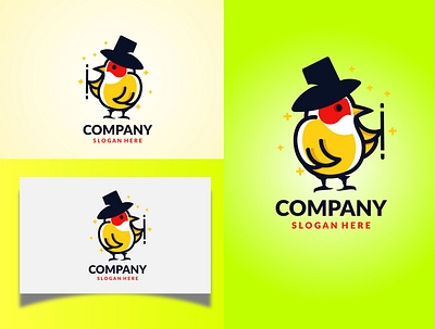 Cute magician logo abstract bird cartoon character chicks cute design illustration logo logo magic stick logodesign vector