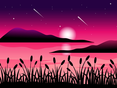 Moonlight night landscape abstract design illustration landscape moonlight night vector