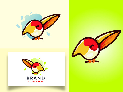Art Brush Bird Logo abstract bird branding brush cartoon design flat illustration logo logodesign painting vector