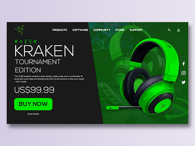 Razer Kraken Tournament Edition WEB UI branding design illustration kraken razer ui uidesign web website