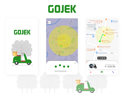 Gojek Ui App app design gojek illustration logo map map app taxi app ui uidesign ux