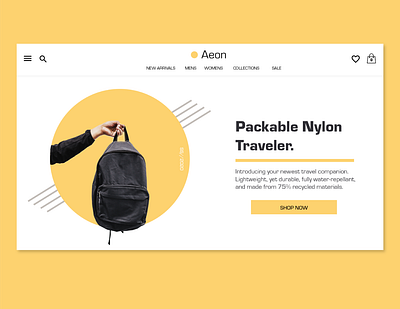 AEON - Retail Landing Page backpack landing page retail ui