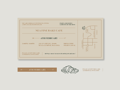 Nea Fine Bake Cafe Invitation Card branding cafe logo design illustration invitation card lettering logo type typography vector