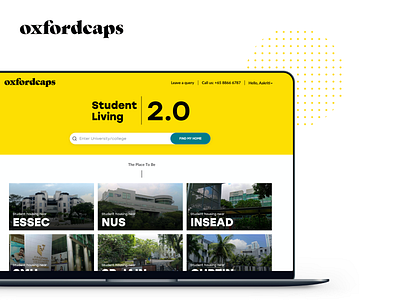 OxfordCaps - Case Study black clean colour and lines green home student life student living typography ui ux webdesign website design yellow