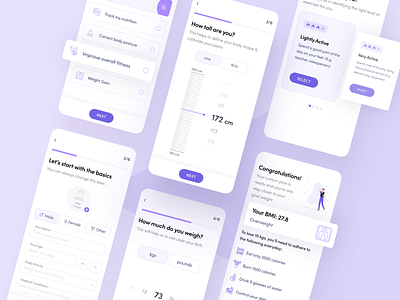 Health & Fitness App - The Onboarding app design appui clean design diet fitness fitness app health health app illustration mobile onboarding ui typography ui ux vector weightloss