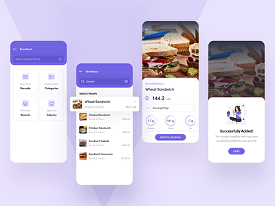 Health & Fitness App - Calorie Management app design appui breakfast calories clean design diet app fitness fitness app food health health app icon illustration mobile typography ui ux vector