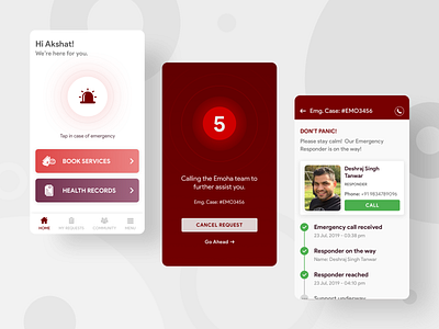Emoha - Dashboard & Emergency Request Flow