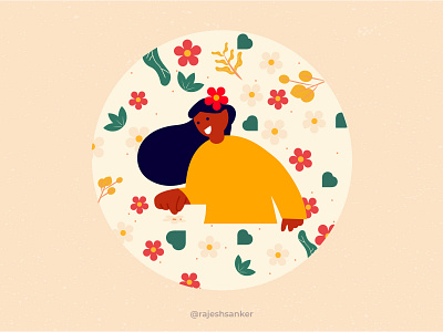 Flower pattern art artist behance challenge daily illustrations design dribbble flat flower flower illustration girl girl character illustration illustrator minimal minimal illustration pattern pattern art quarantine rajeshsanker