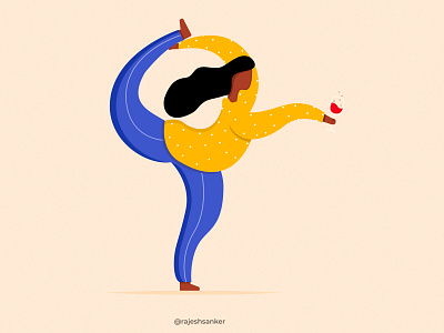 Yoga & wine art artist design designs dribbble flat girl character girl illustration illustration illustration art illustration series illustrator minimal minimal illustration minimalism portfolio rajeshsanker vector wine yoga