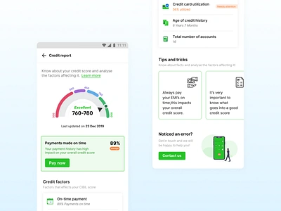 Credit Score for ZestMoney accounts app branding credit card credit history credit report credit score design emi empty state illustration payment app ui ux