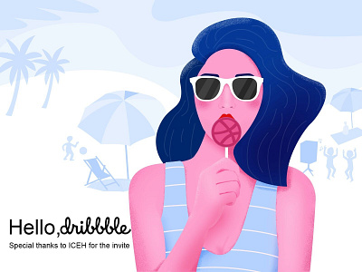 Hello Dribble beach debut first shot girl hello hello dribble illustration lollipop