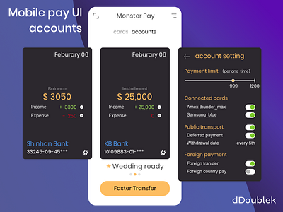 Mobile Pay UI - accounts mobile accounts mobile payment sketch ui ui ux