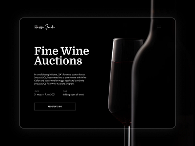 Landing Page black button clear dark info minimal photo picture ui web webdesign wine